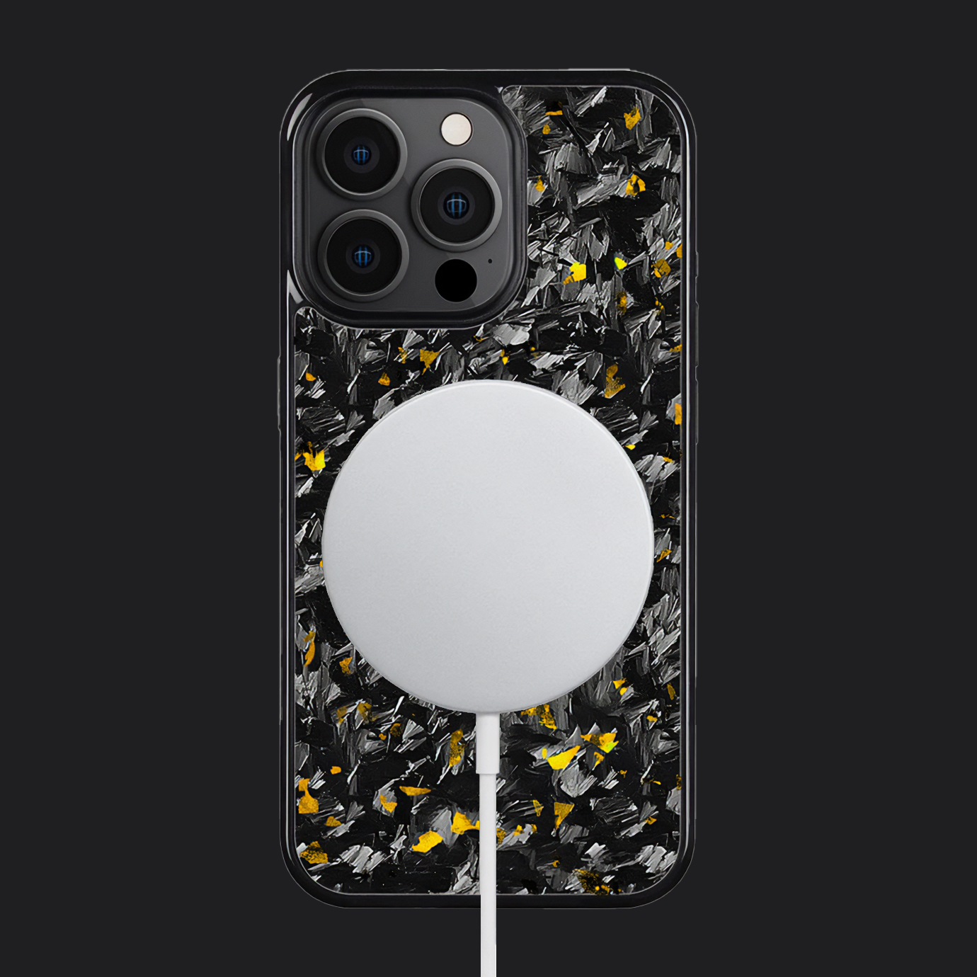 iPhone Carbon Fiber Case Forged - Short Strands Gold Sparkles