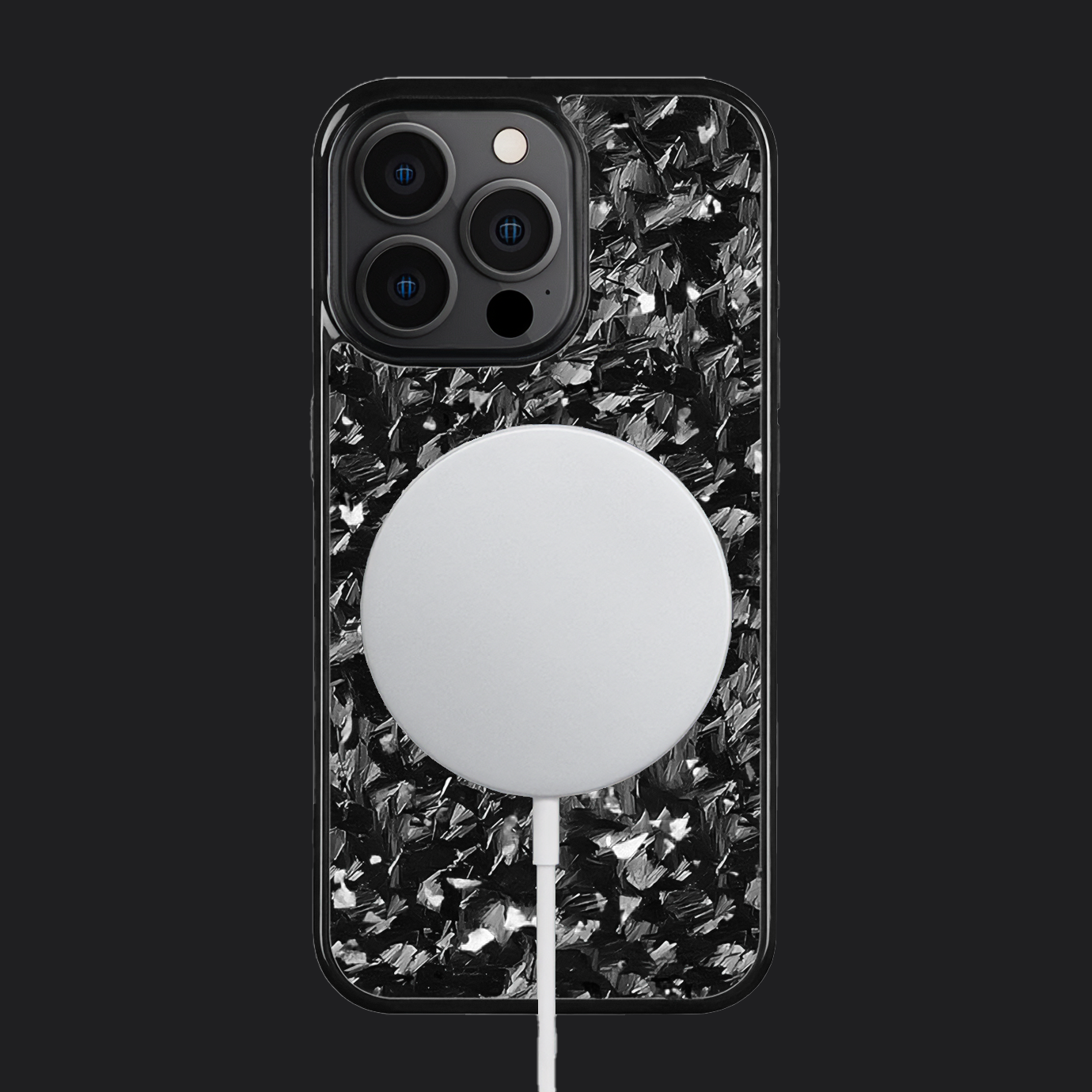 iPhone Carbon Fiber Case Forged - Short Strands Silver Sparkles