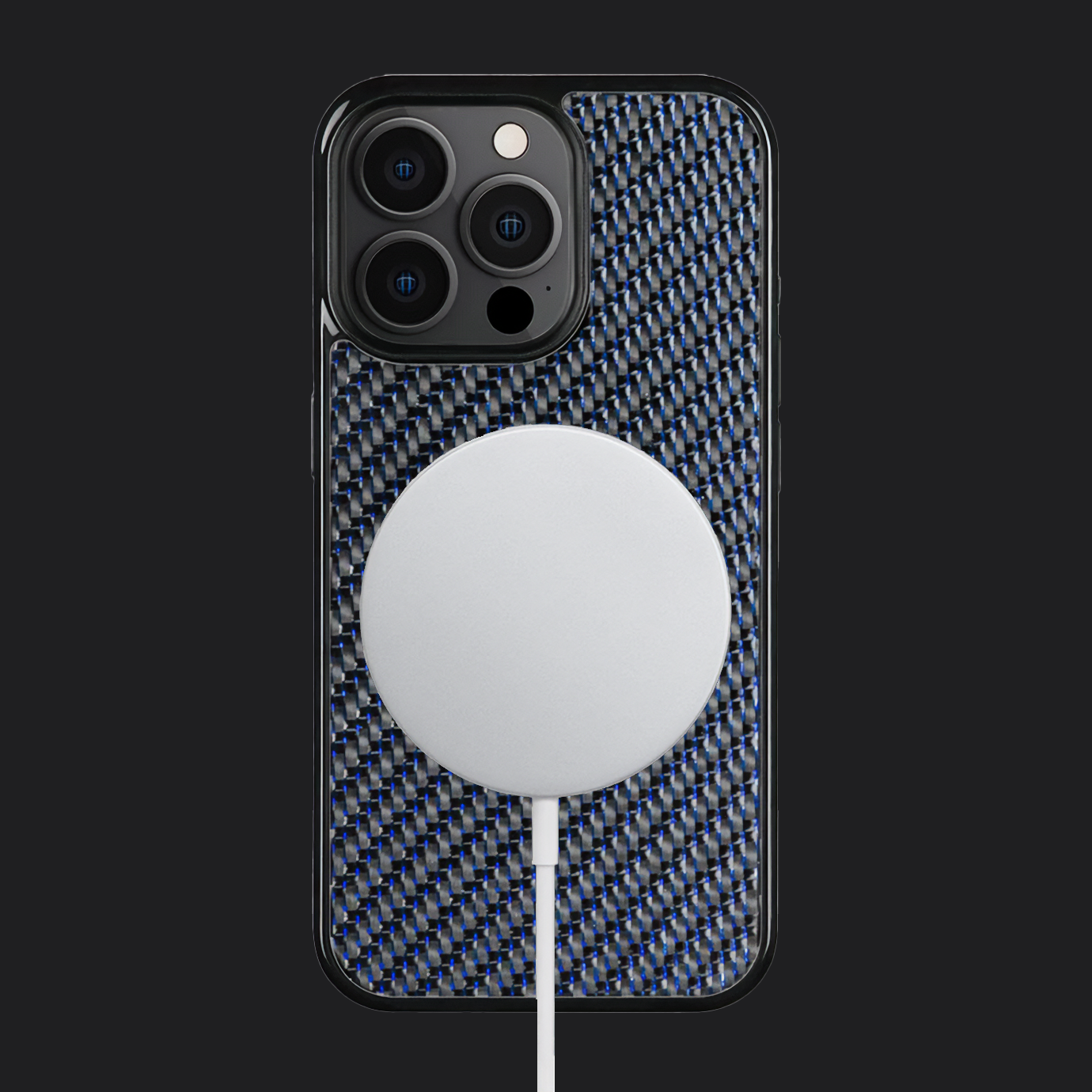 iPhone Carbon Fiber Case - Twill Weave Blue Reflections