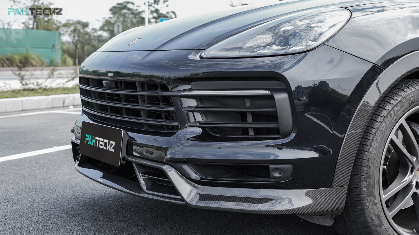 Dry Carbon Fiber Porsche Cayenne (9YA) Front Lip Ver.2 (Paktechz Design)