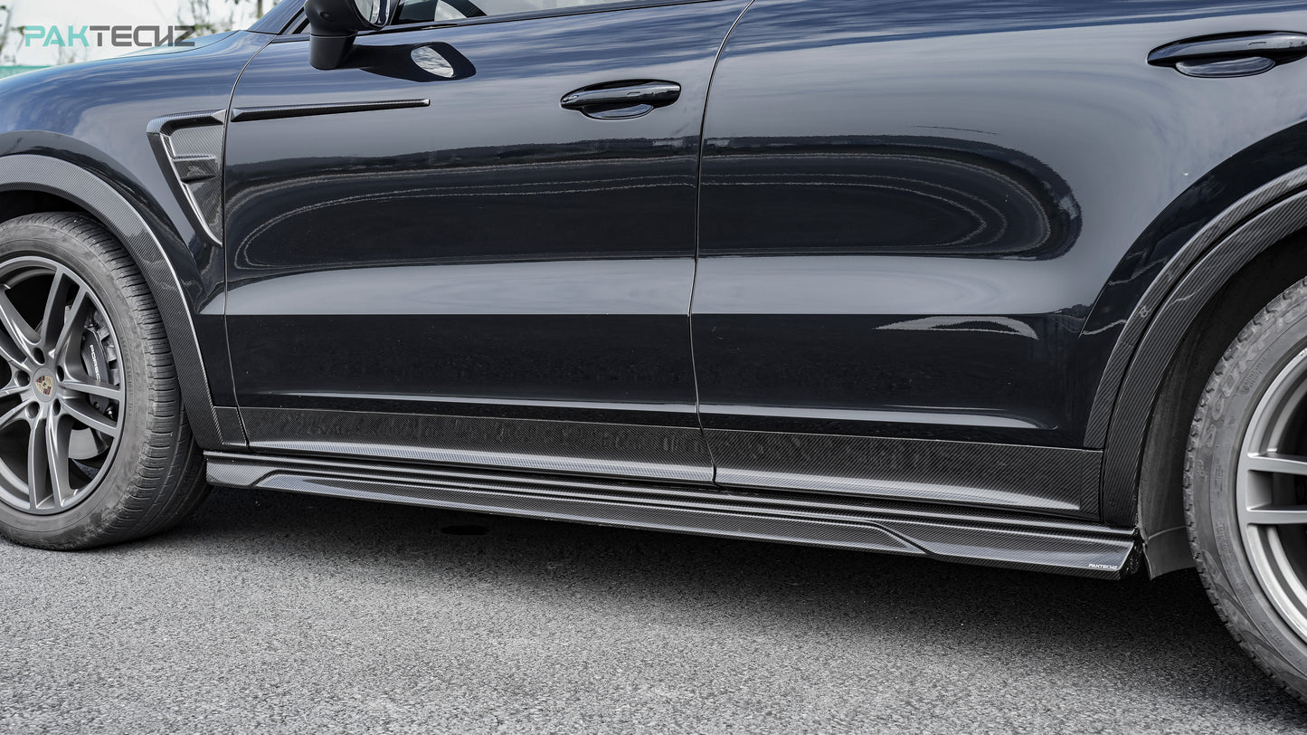 Dry Carbon Fiber Porsche Cayenne (9YA) Side Skirts (Paktechz Design)