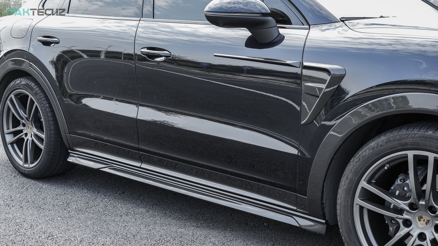 Dry Carbon Fiber Porsche Cayenne (9YA) Side Skirts (Paktechz Design)
