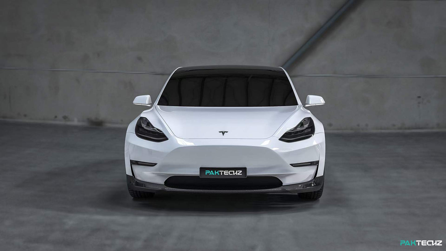 Dry Carbon Fiber Tesla Model 3 Front Lip (Paktechz Design)