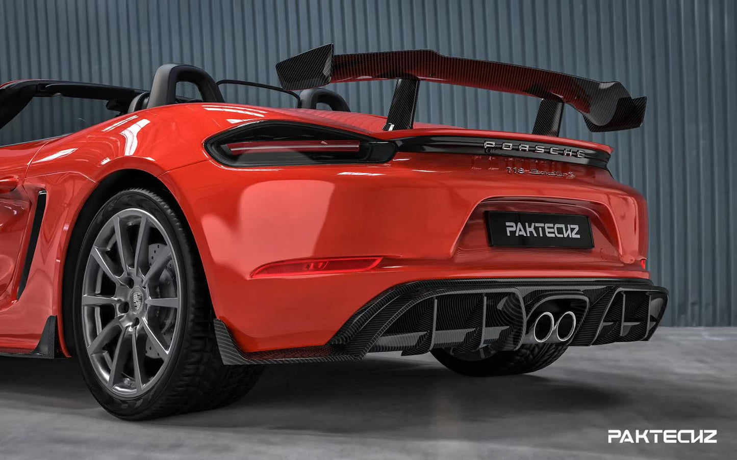 Dry Carbon Fiber Porsche 718 (982) Rear Wing (Paktechz Design)