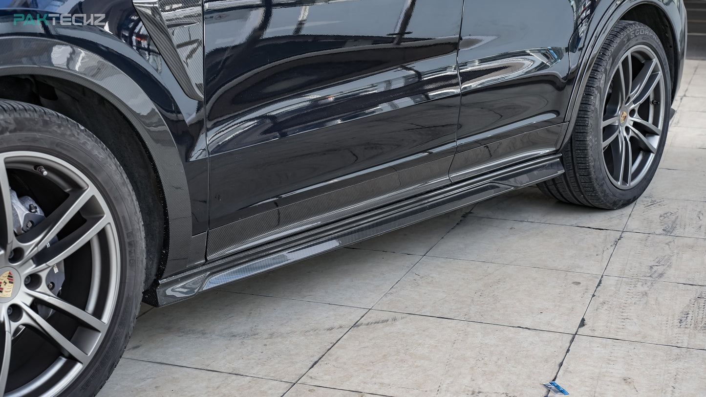 Dry Carbon Fiber Porsche Cayenne (9YA) Side Skirts (Paktechz Design)