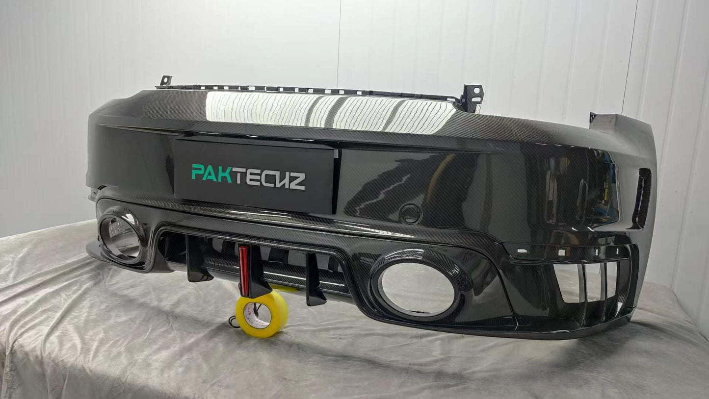 Dry Carbon Fiber Porsche Turbo S (992) Rear Diffuser + Bumper (Paktechz Design)