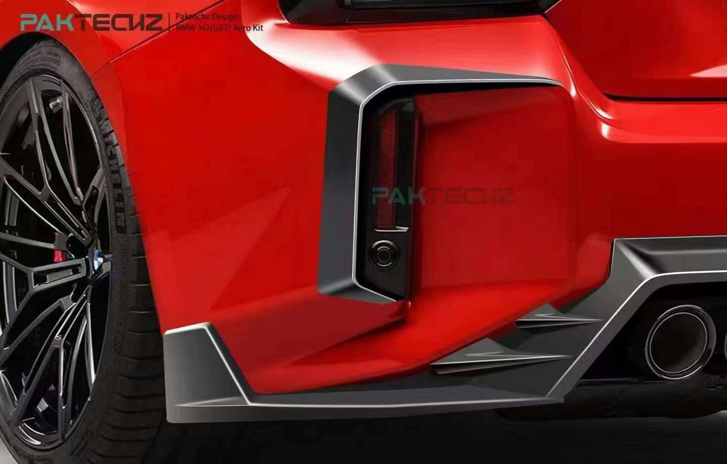 Dry Carbon Fiber BMW M2 (G87) Rear Canards Ver.1 (Paktechz Design)