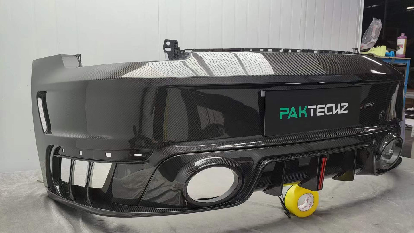 Dry Carbon Fiber Porsche Turbo S (992) Rear Diffuser + Bumper (Paktechz Design)