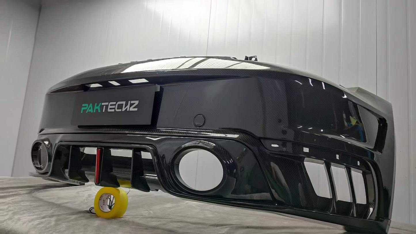 Dry Carbon Fiber Porsche Turbo S (992) Rear Diffuser + Bumper (Paktechz Design)