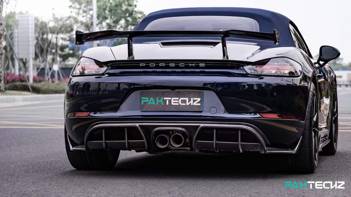 Dry Carbon Fiber Porsche 718 (982) Rear Side Splitters (Paktechz Design)