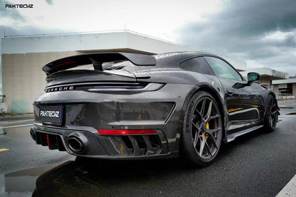 Dry Carbon Fiber Porsche Turbo S (992) Rear Diffuser + Bumper (Paktechz Design)