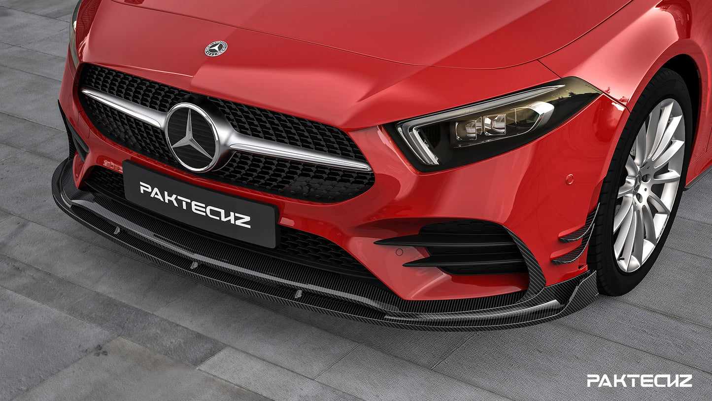 Dry Carbon Fiber Mercedes A-Class (W177) Front Lip Ver.1 (Paktechz Design)