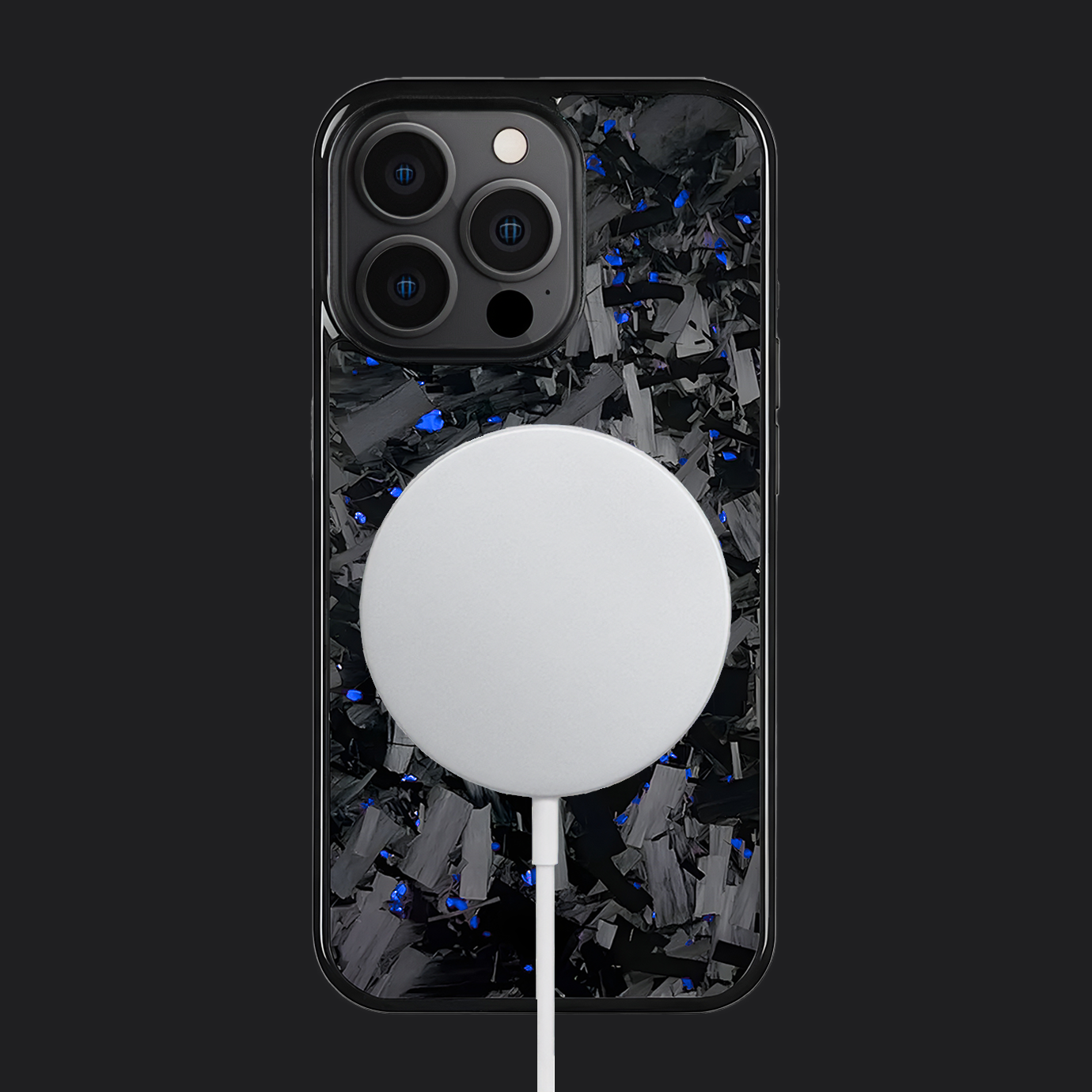iPhone Carbon Fiber Case Forged - Long Strands Blue Sparkles