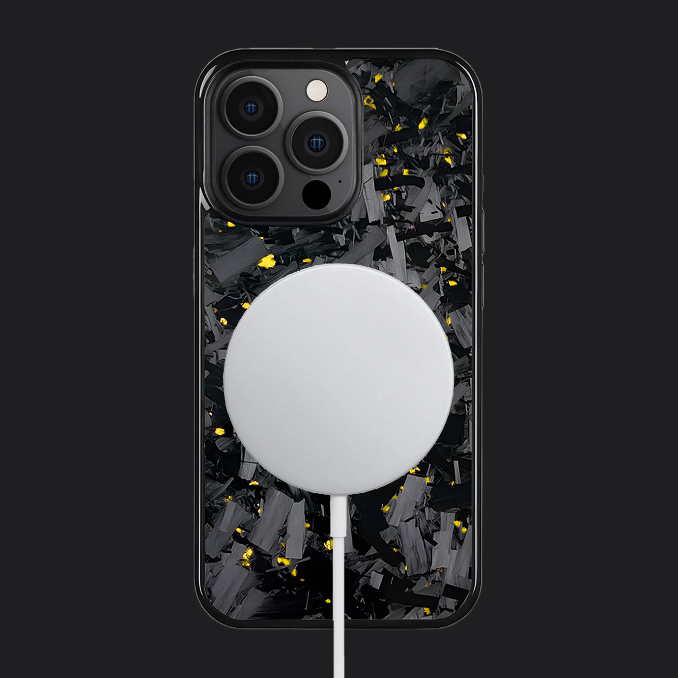 iPhone Carbon Fiber Case Forged - Long Strands Gold Sparkles