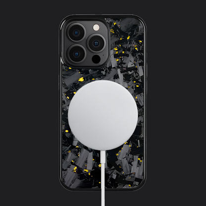 iPhone Carbon Fiber Case Forged - Long Strands Gold Sparkles