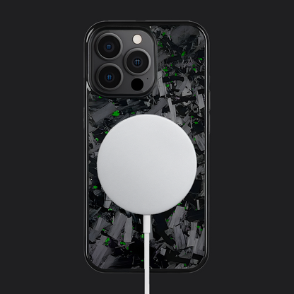 iPhone Carbon Fiber Case Forged - Long Strands Green Sparkles