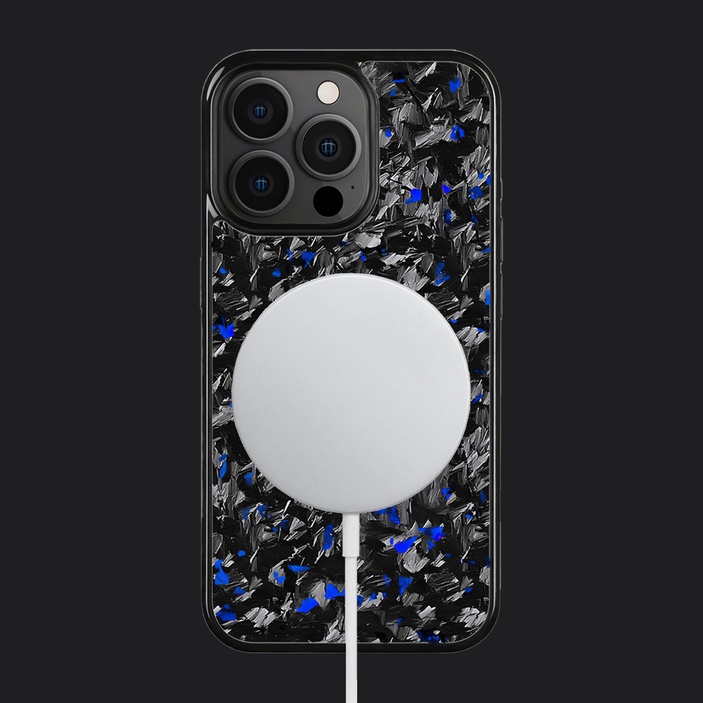 iPhone Carbon Fiber Case Forged - Short Strands Blue Sparkles