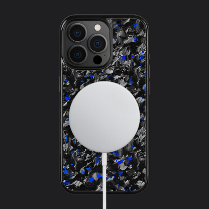 iPhone Carbon Fiber Case Forged - Short Strands Blue Sparkles