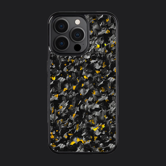 iPhone Carbon Fiber Case Forged - Short Strands Gold Sparkles