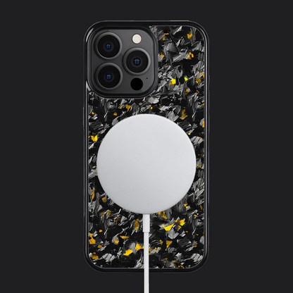 iPhone Carbon Fiber Case Forged - Short Strands Gold Sparkles