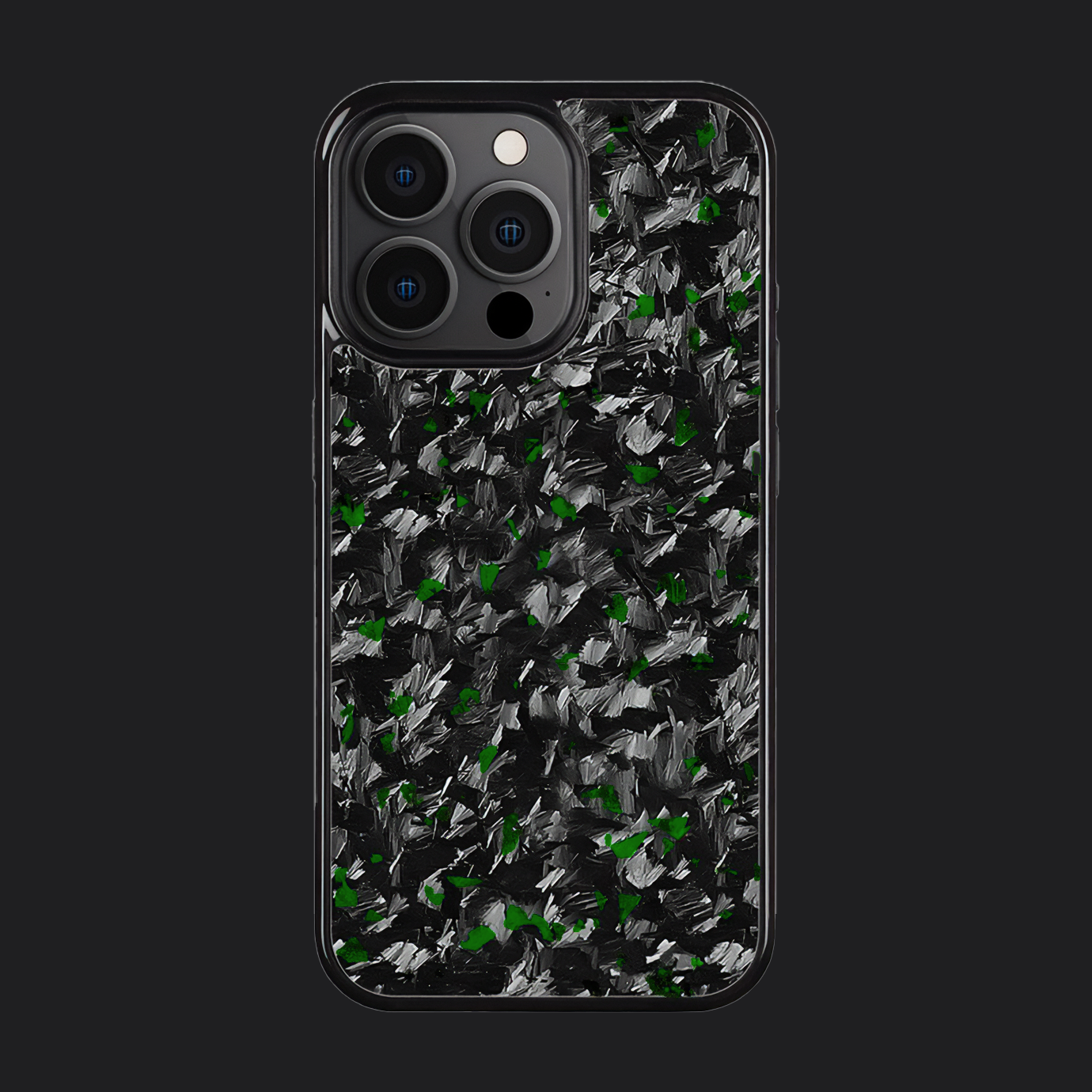 iPhone Carbon Fiber Case Forged - Short Strands Green Sparkles