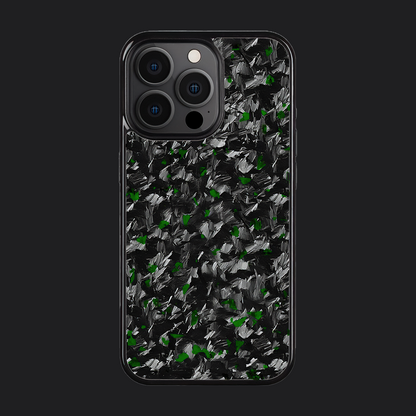 iPhone Carbon Fiber Case Forged - Short Strands Green Sparkles
