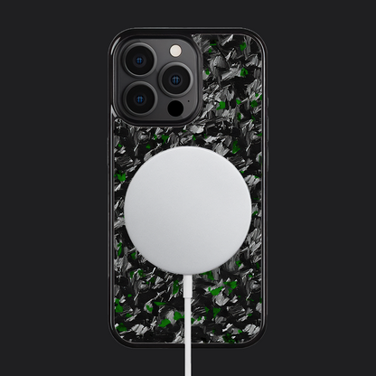 iPhone Carbon Fiber Case Forged - Short Strands Green Sparkles