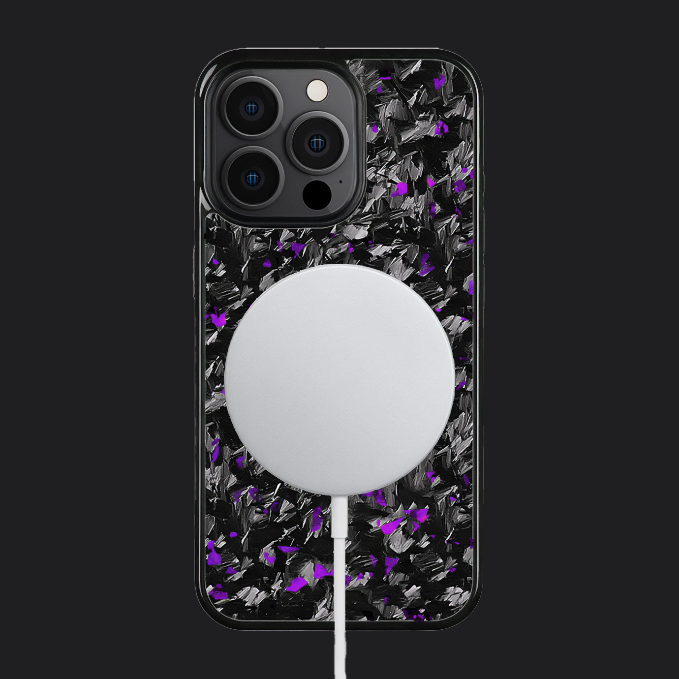 iPhone Carbon Fiber Case Forged - Short Strands Purple Sparkles