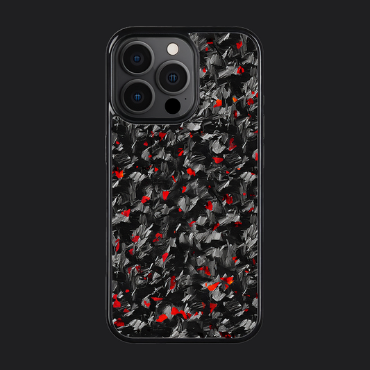 iPhone Carbon Fiber Case Forged - Short Strands Red Sparkles