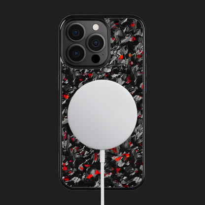 iPhone Carbon Fiber Case Forged - Short Strands Red Sparkles