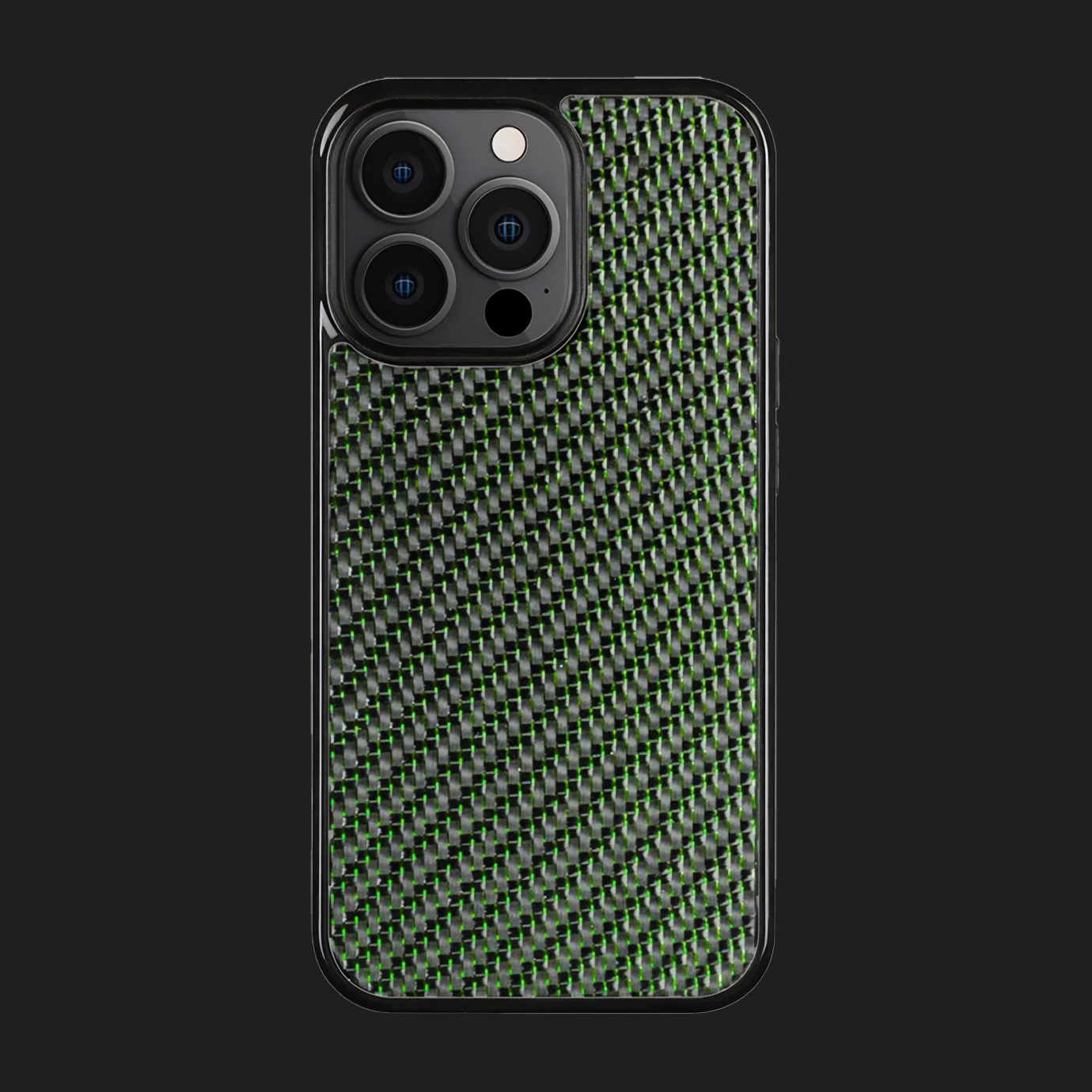 iPhone Carbon Fiber Case - Twill Weave Green Reflections