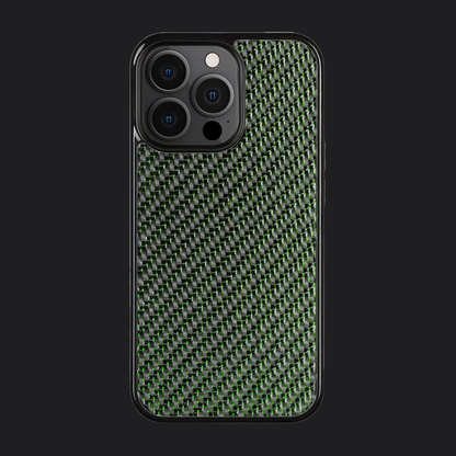 iPhone Carbon Fiber Case - Twill Weave Green Reflections
