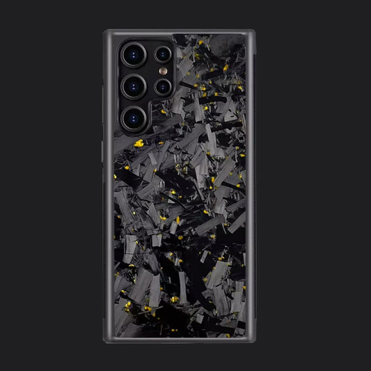 Samsung Carbon Fiber Case Forged - Long Strands Gold Sparkles