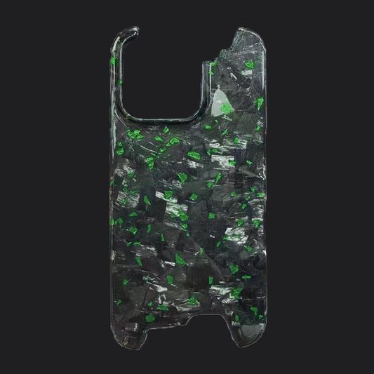 iPhone 100% Carbon Fiber Forged Case V1 - Green Sparkles
