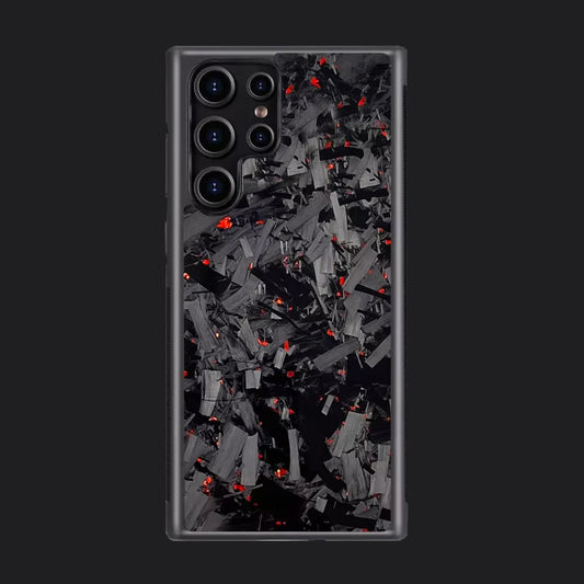 Samsung Carbon Fiber Case Forged - Long Strands Red Sparkles