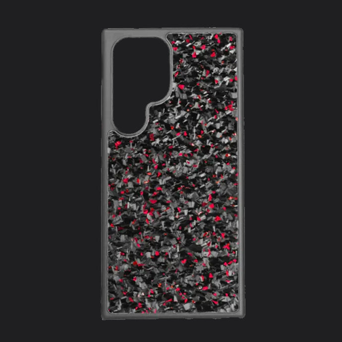 Samsung Carbon Fiber Case Forged - Short Strands Red Sparkles