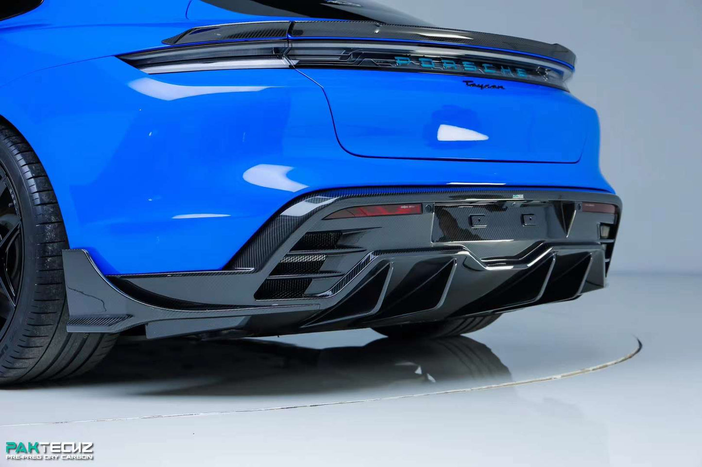 Dry Carbon Fiber Porsche Taycan Rear Diffuser (Paktechz Design)