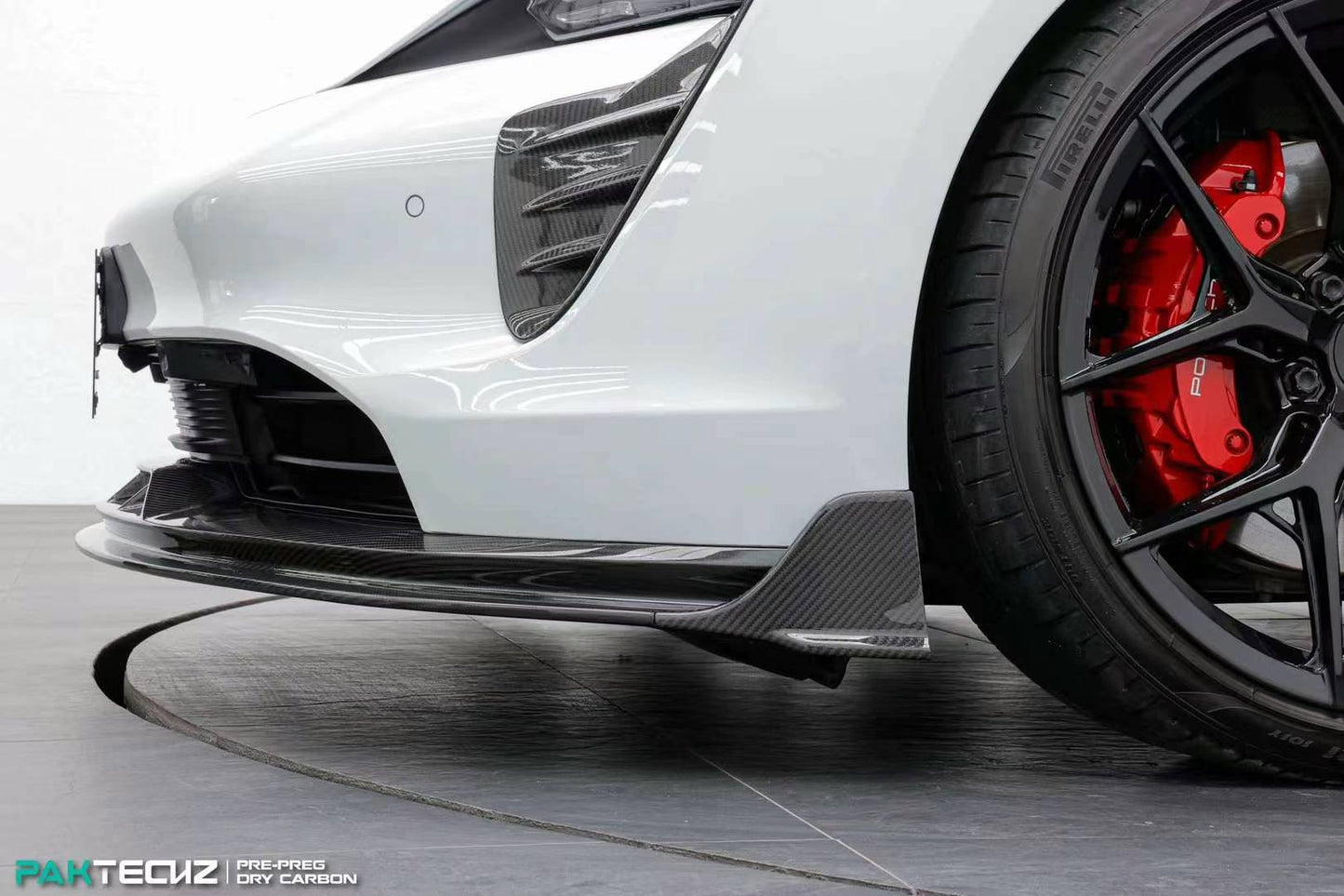Dry Carbon Fiber Porsche Taycan Front Lip (Paktechz Design)