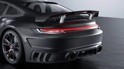 Dry Carbon Fiber Porsche Turbo S (992) Rear Diffuser + Bumper (Paktechz Design)