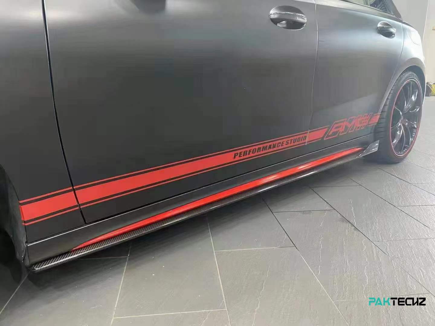 Dry Carbon Fiber Mercedes A-Class (W177) Side Skirts (Paktechz Design)